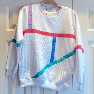 Vintage 80s Blast Petites Pastel Stripe Sweatshirt XS